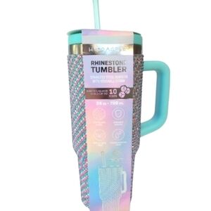 Tumbler 24 Oz. Blue & Pink Rhinestone with Straw NEW WITH TAGS